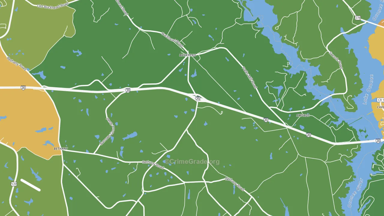 Buckhead, GA Map of Murder Rates