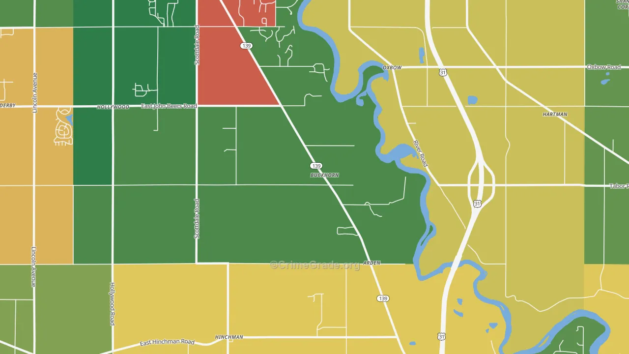 Buckhorn, MI Map of Murder Rates