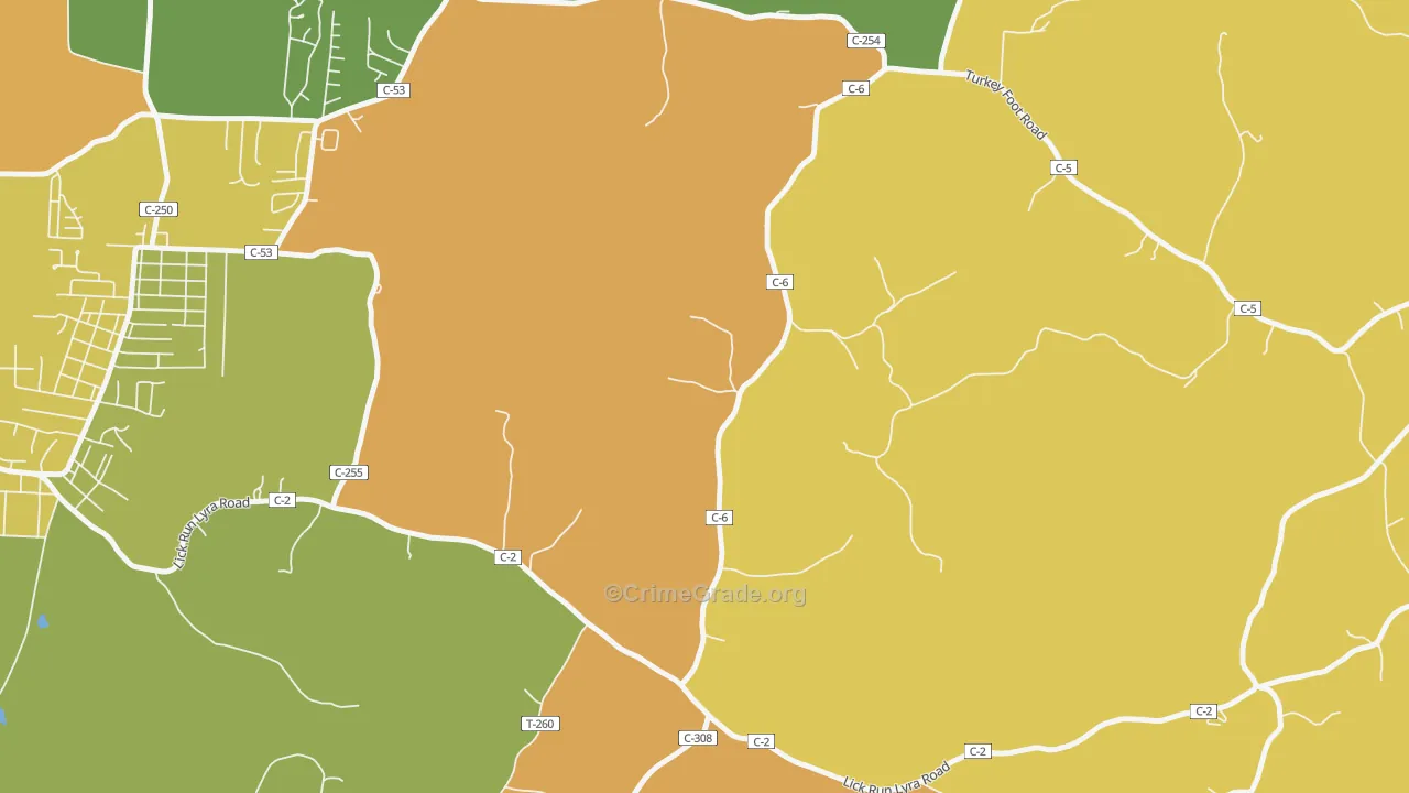 Buckhorn, OH Map of Murder Rates