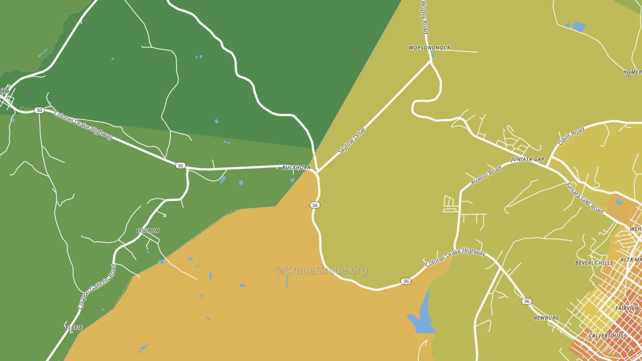 Buckhorn, PA Map of Murder Rates