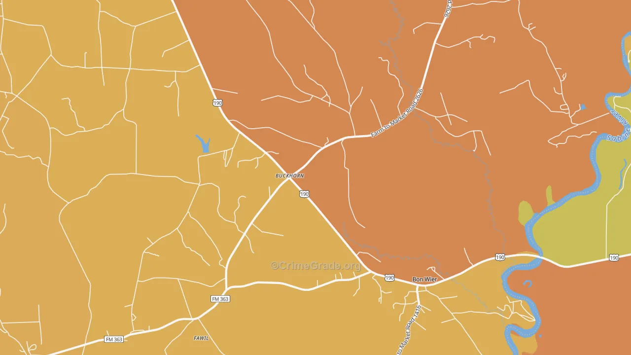 Buckhorn, TX Map of Murder Rates
