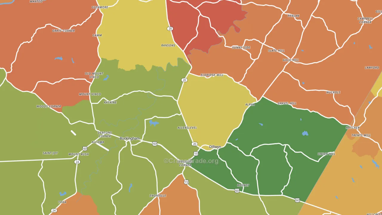 Buckingham County, VA Map of Murder Rates