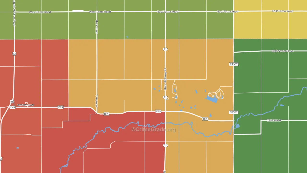 Buckingham, IA Map of Murder Rates