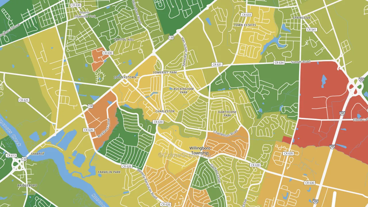 Buckingham Park, Willingboro, NJ Map of Murder Rates