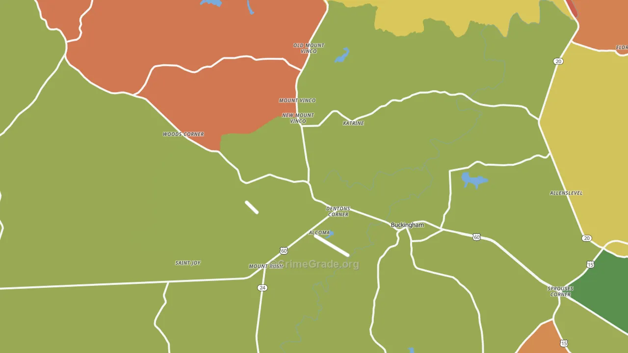 Buckingham, VA Map of Murder Rates