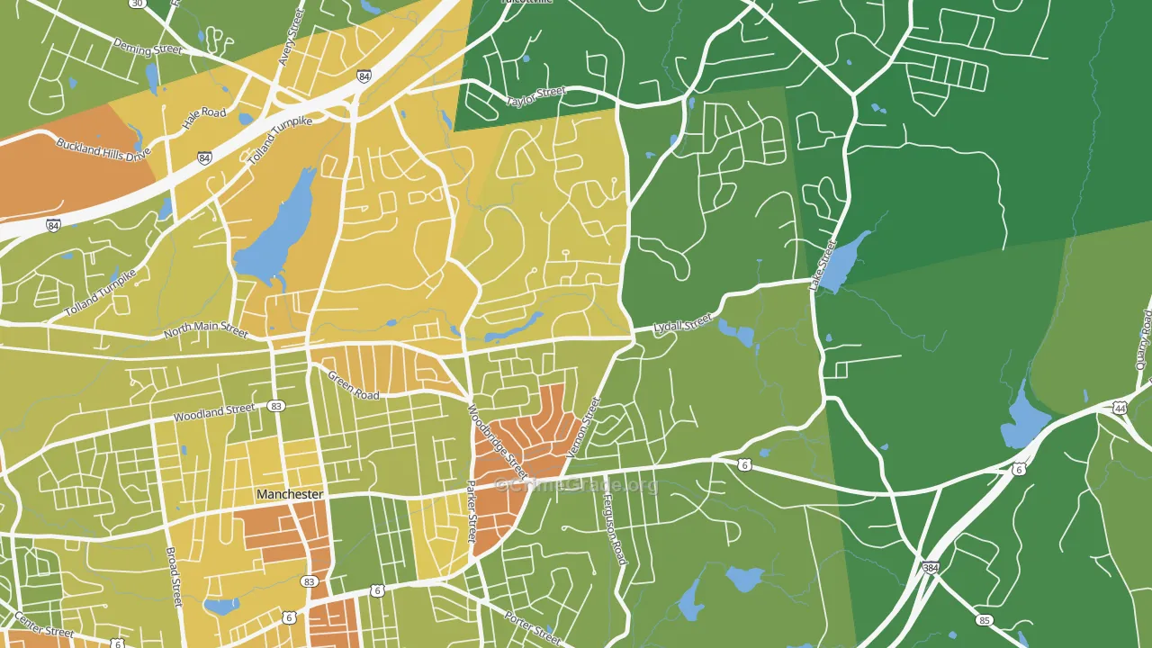 Buckley, Oakland, CT Map of Murder Rates
