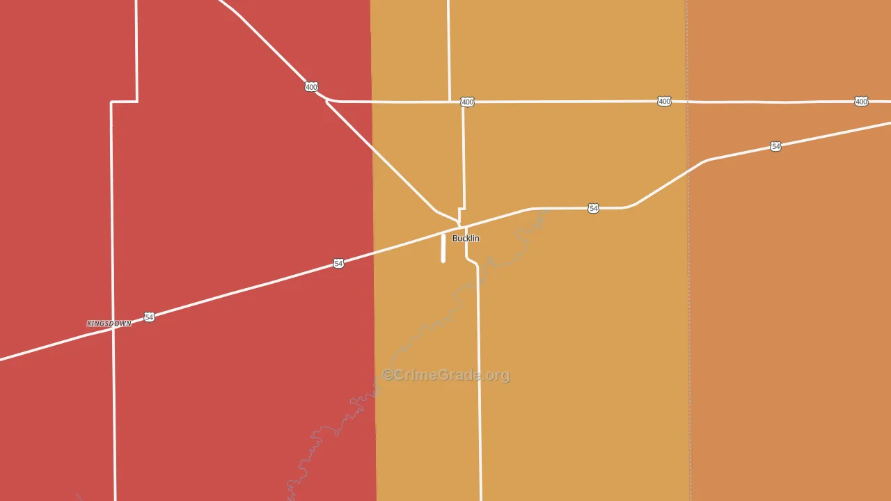 Bucklin, KS Map of Murder Rates