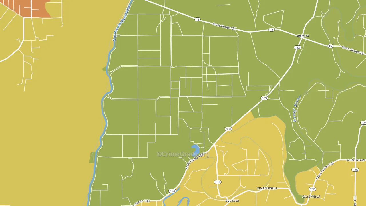 Buckner, LA Map of Murder Rates