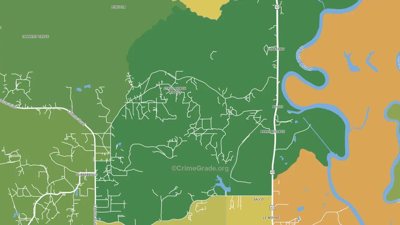 Bucks, AL Map of Murder Rates