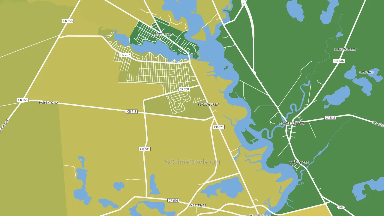 Buckshutem, NJ Map of Murder Rates