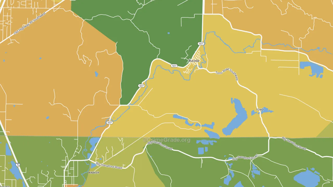 Bucoda, WA Map of Murder Rates