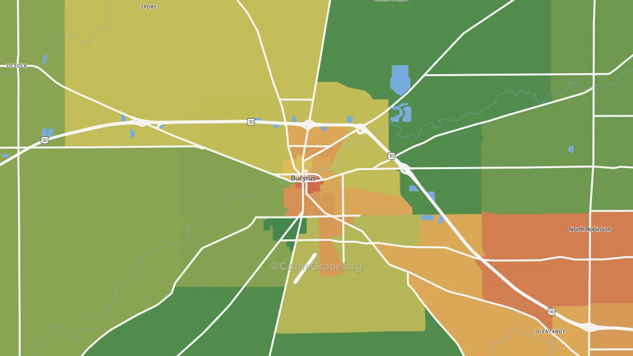 Bucyrus, OH Map of Murder Rates