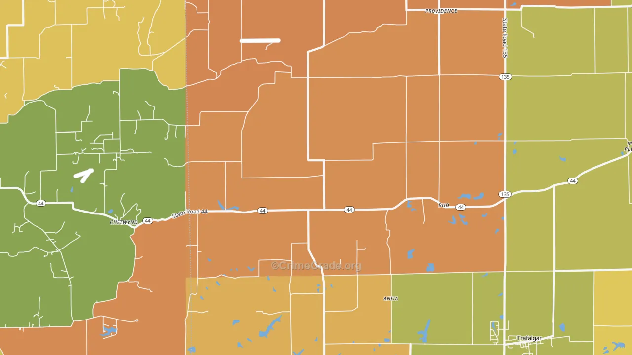 Bud, IN Map of Murder Rates