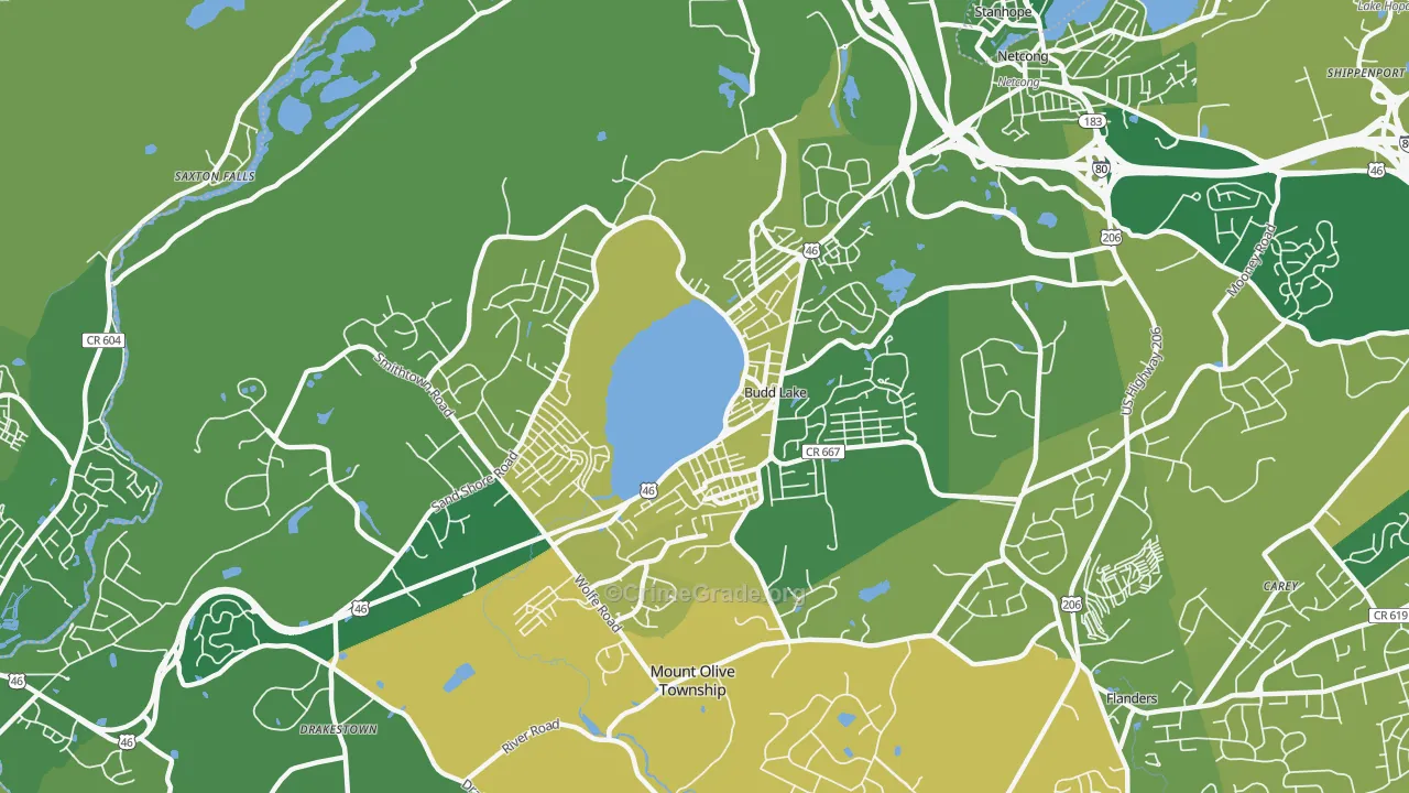 Budd Lake, NJ Map of Murder Rates