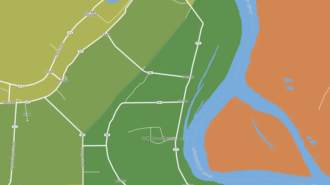 Bueche, LA Map of Murder Rates