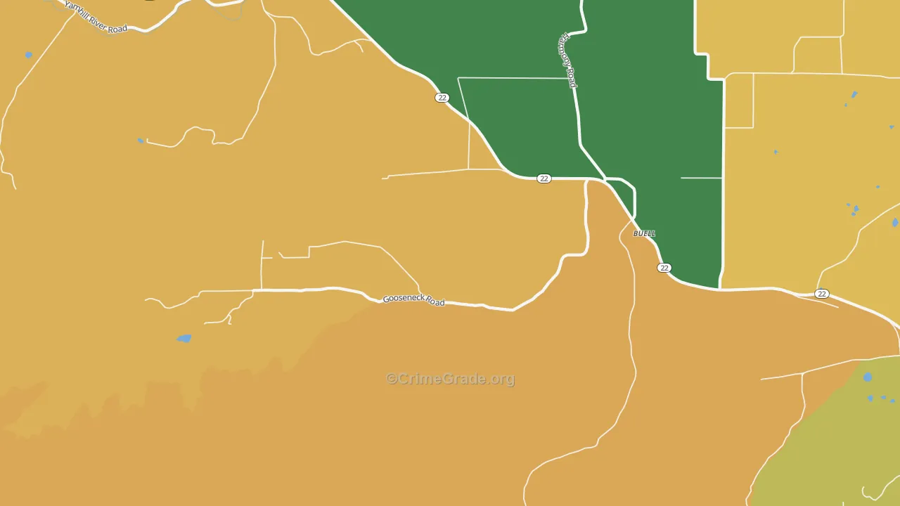 Buell, OR Map of Murder Rates