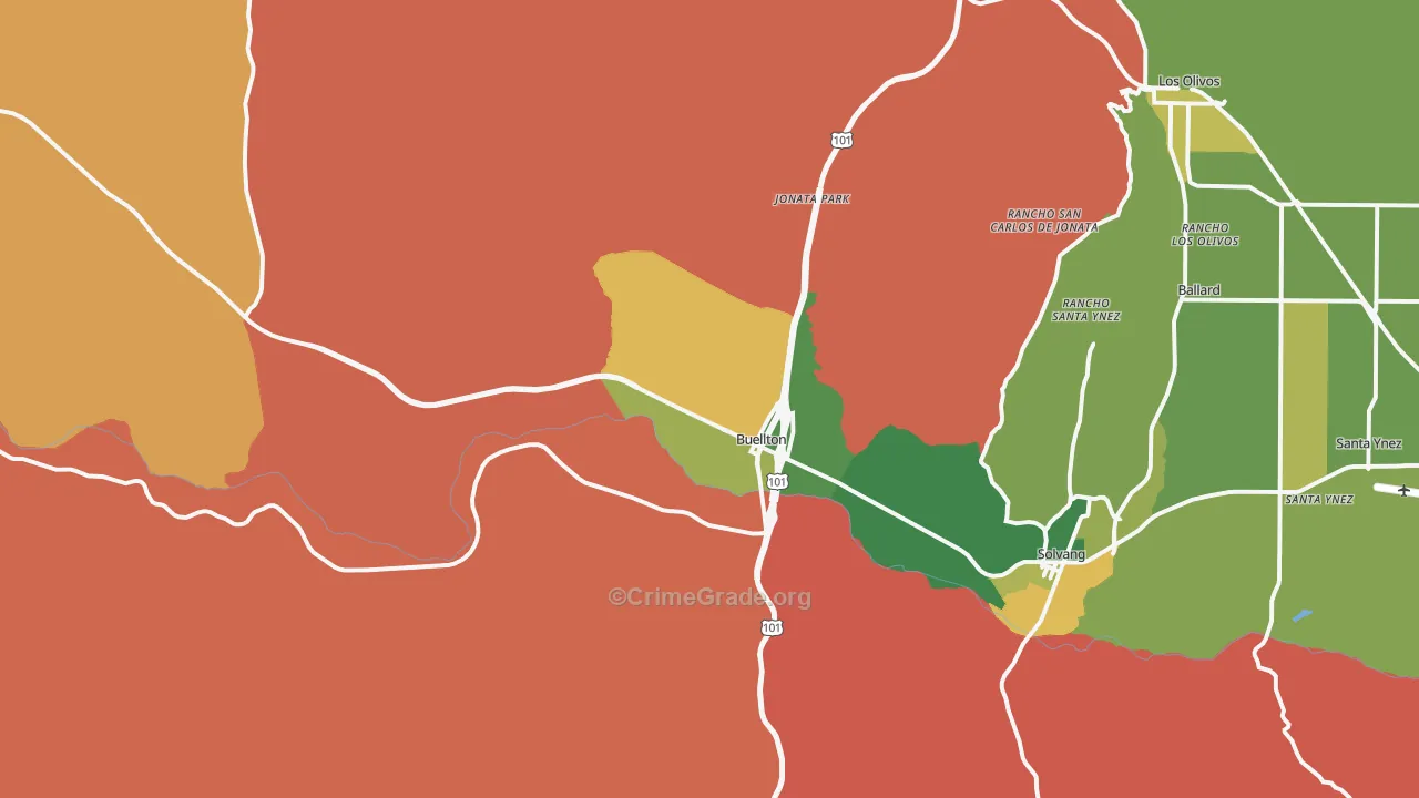 Buellton, CA Map of Murder Rates