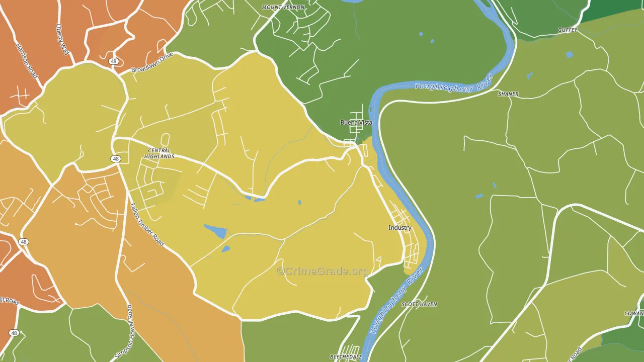 Buena Vista, PA Map of Murder Rates
