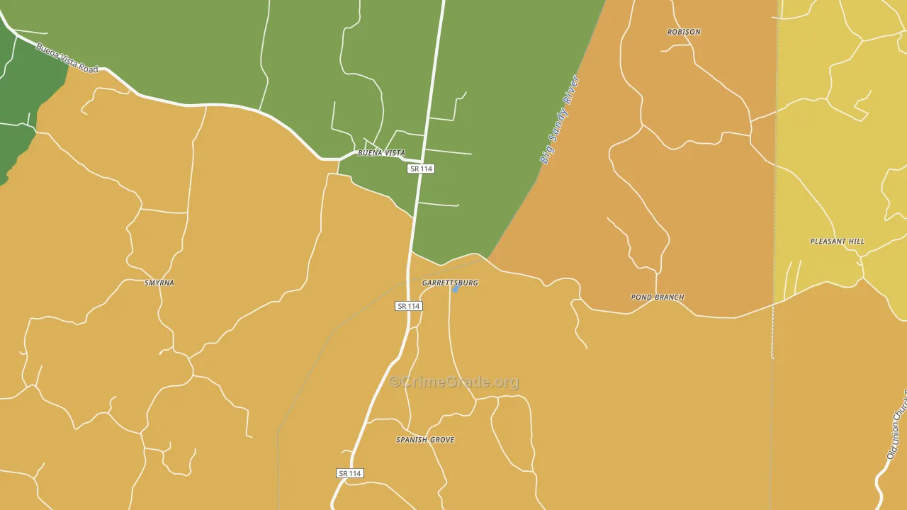 Buena Vista, TN Map of Murder Rates