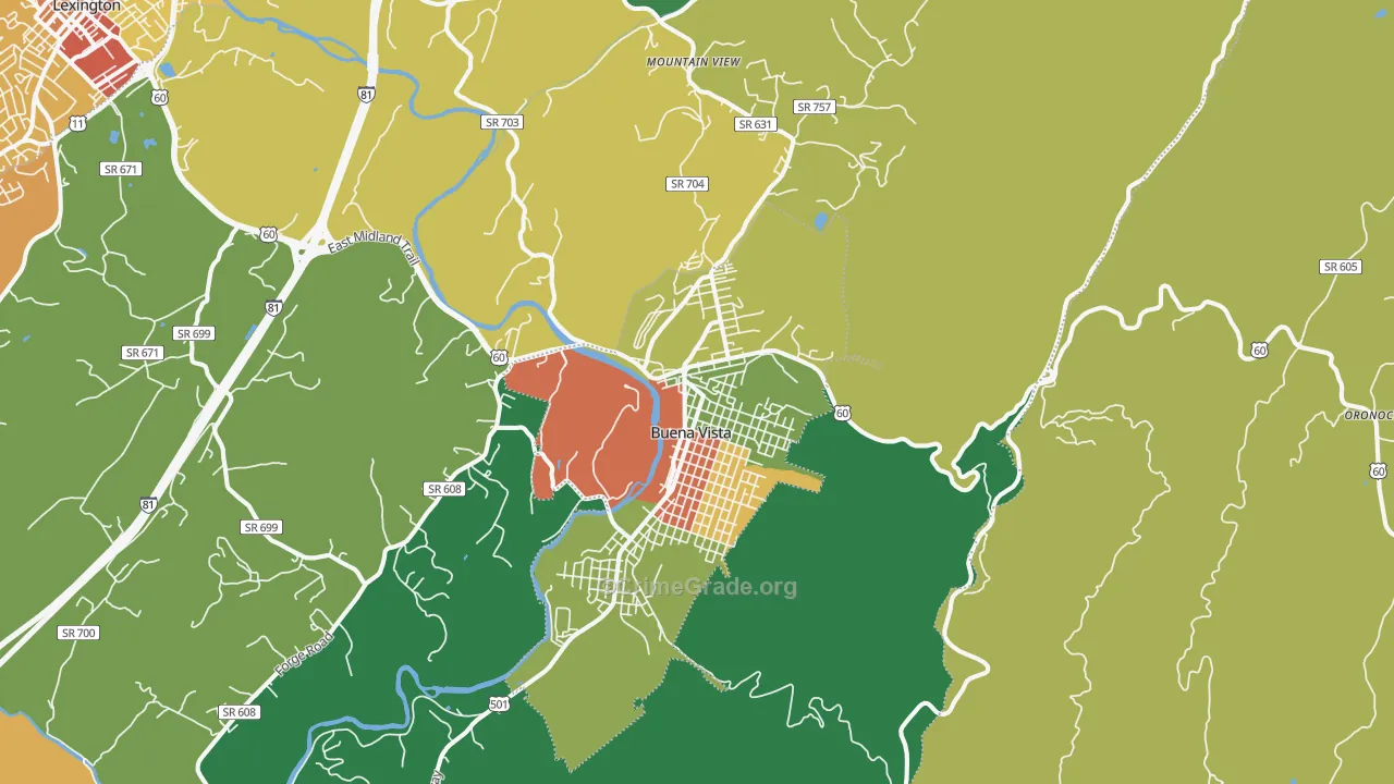 Buena Vista, VA Map of Murder Rates