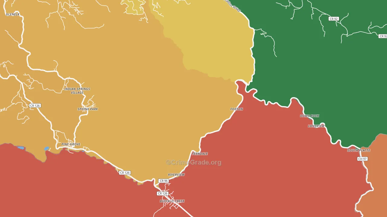 Buffalo Creek, CO Map of Murder Rates