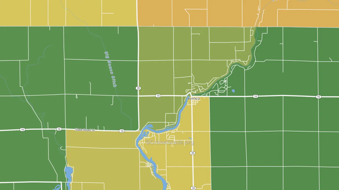 Buffalo, IN Map of Murder Rates