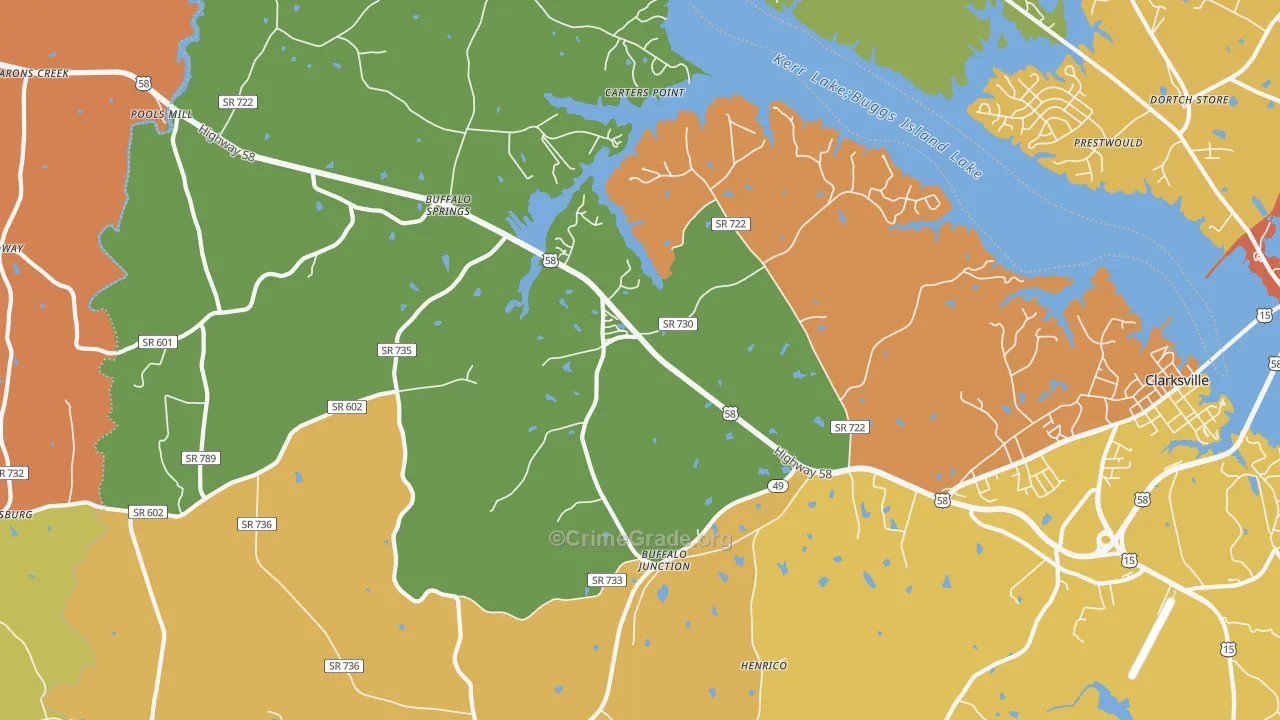 Buffalo Junction, VA Map of Murder Rates