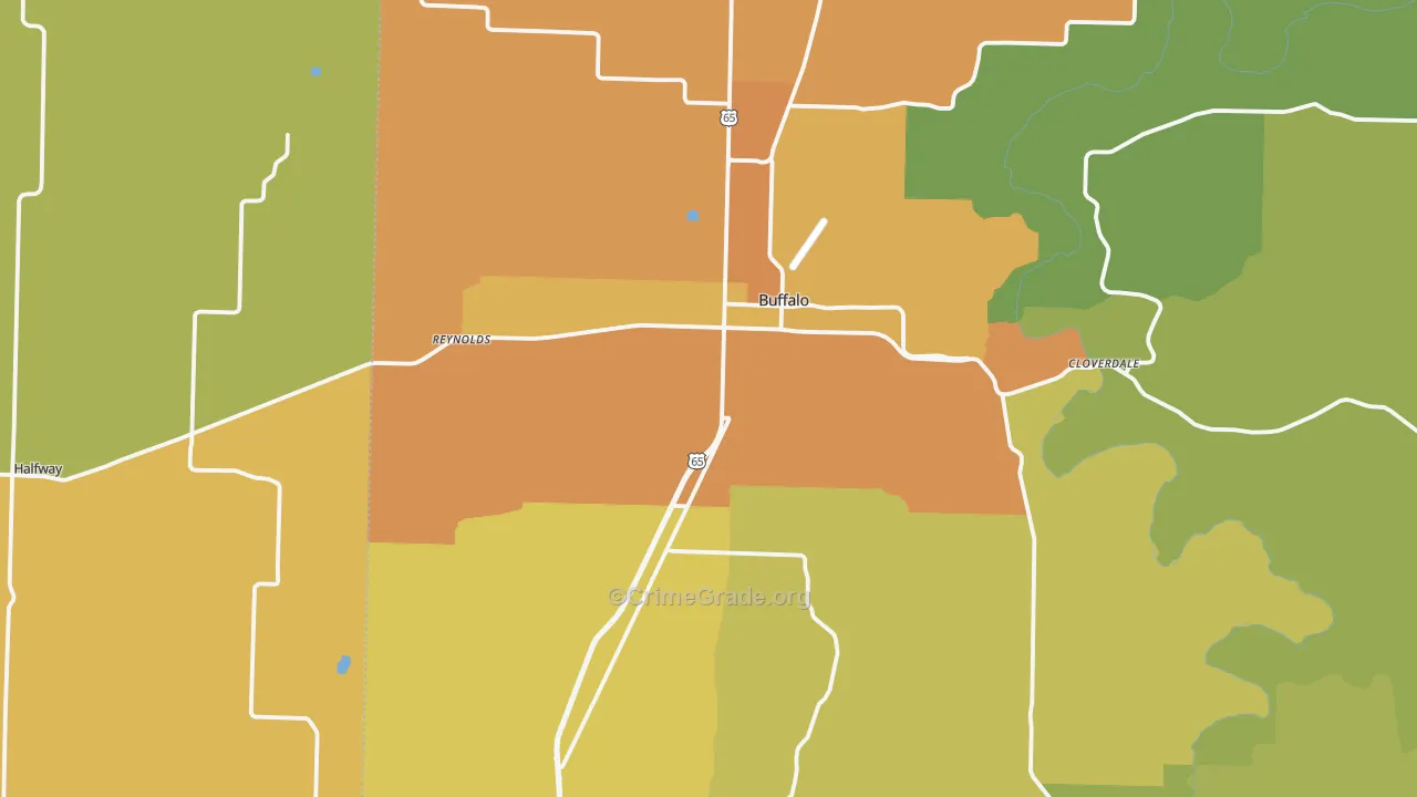 Buffalo, MO Map of Murder Rates