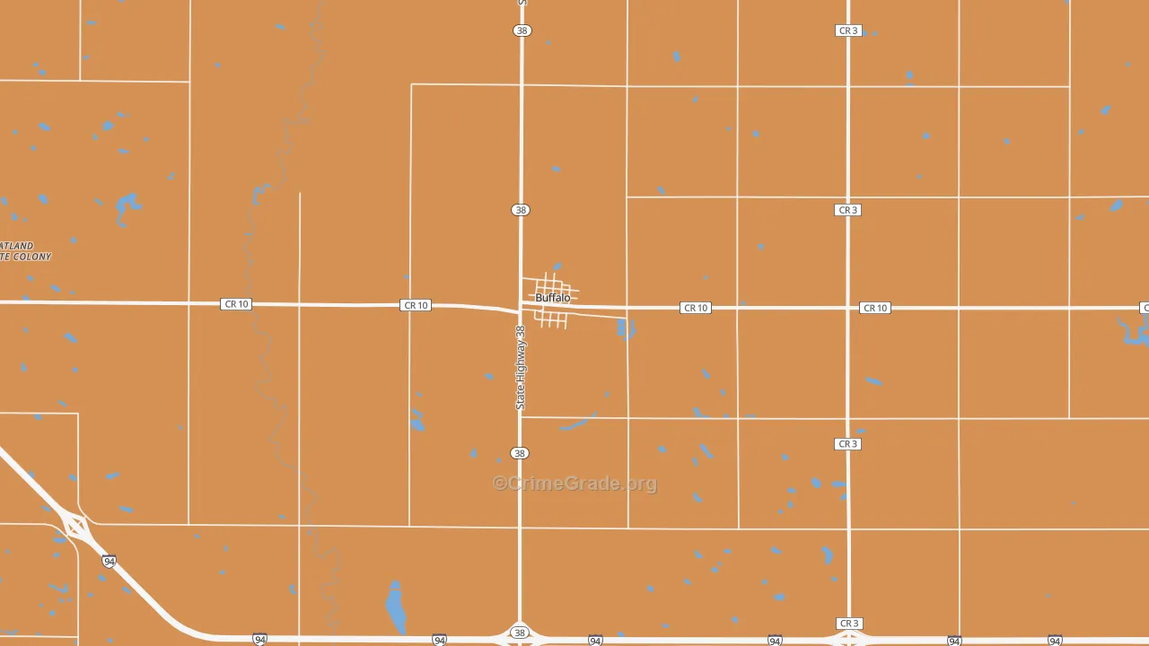 Buffalo, ND Map of Murder Rates