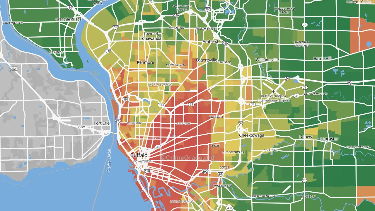 Buffalo, NY Map of Murder Rates