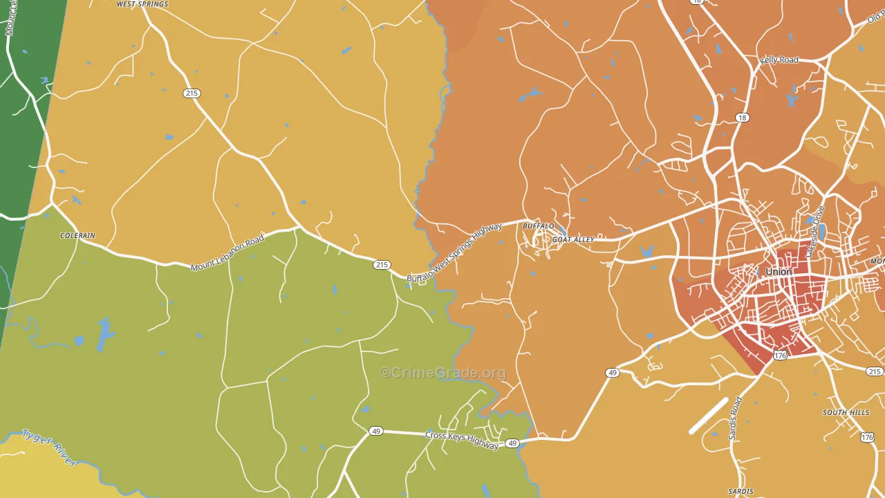 Buffalo, SC Map of Murder Rates