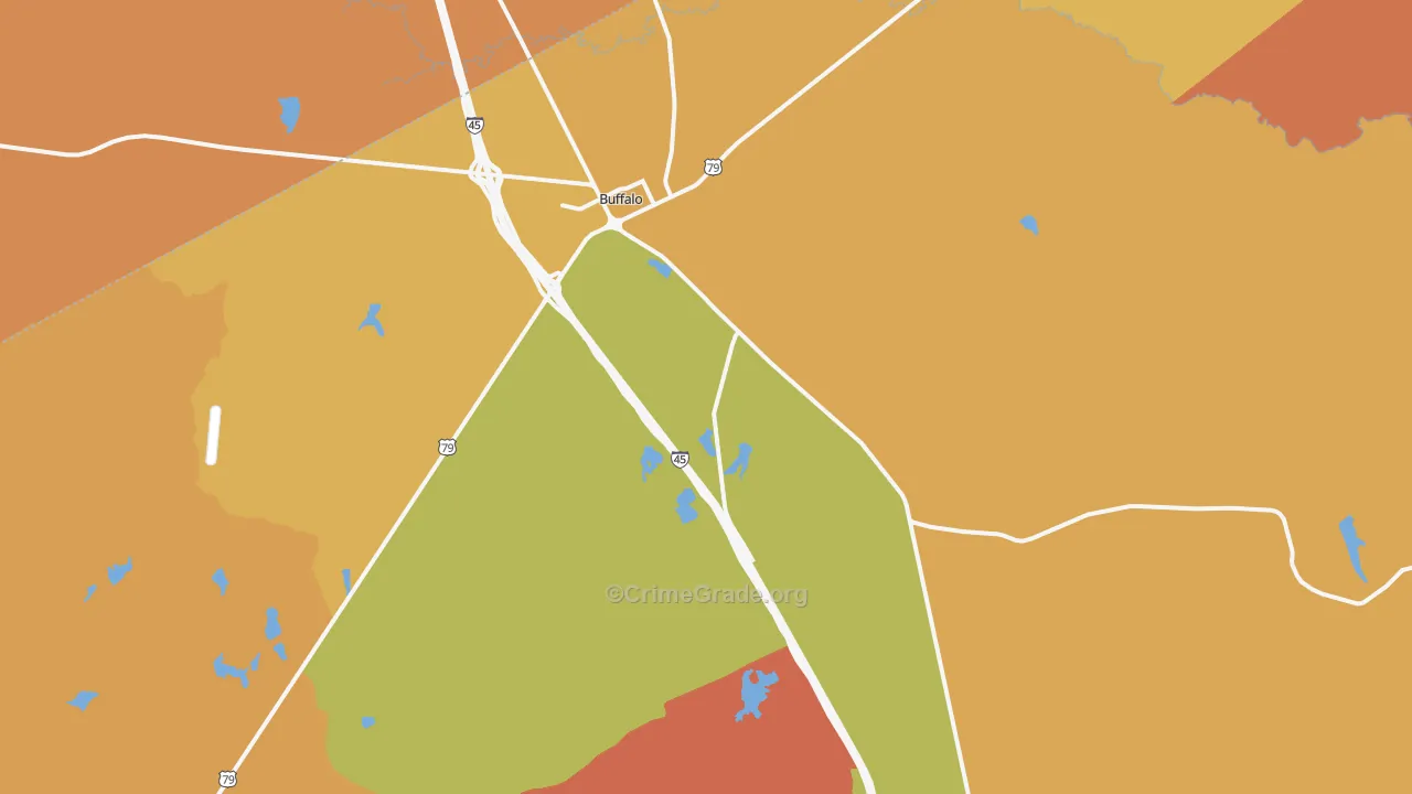 Buffalo, TX Map of Murder Rates