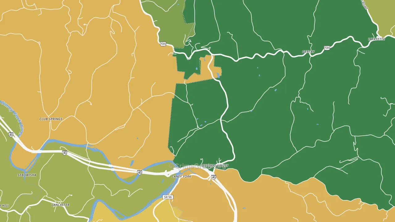 Buffalo Valley, TN Map of Murder Rates