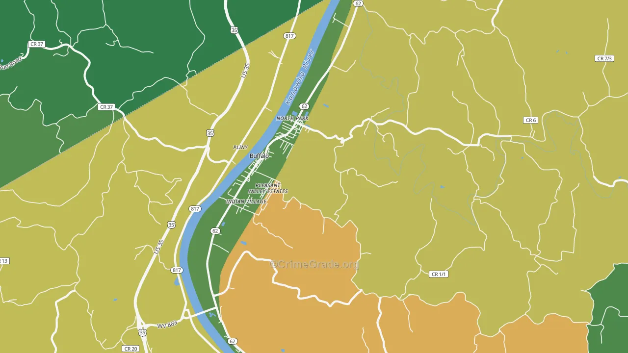 Buffalo, WV Map of Murder Rates