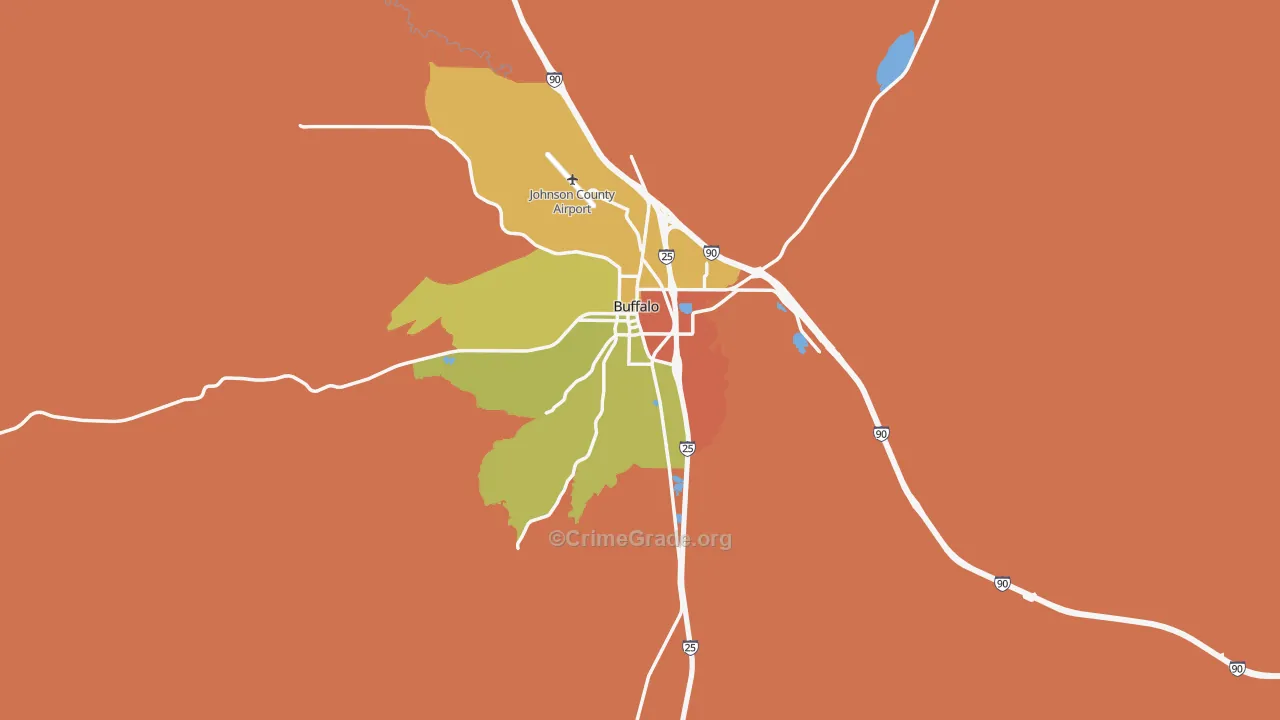 Buffalo, WY Map of Murder Rates