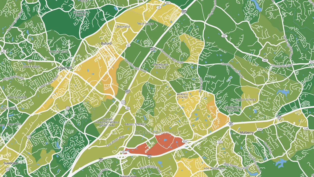 Buford, GA Map of Murder Rates
