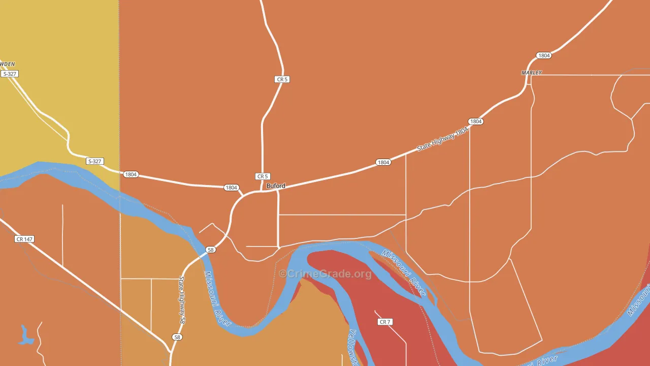 Buford, ND Map of Murder Rates