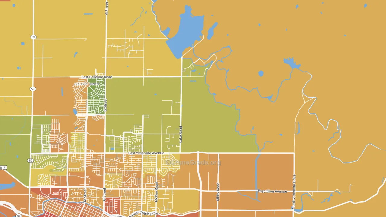 Buhach, CA Map of Murder Rates