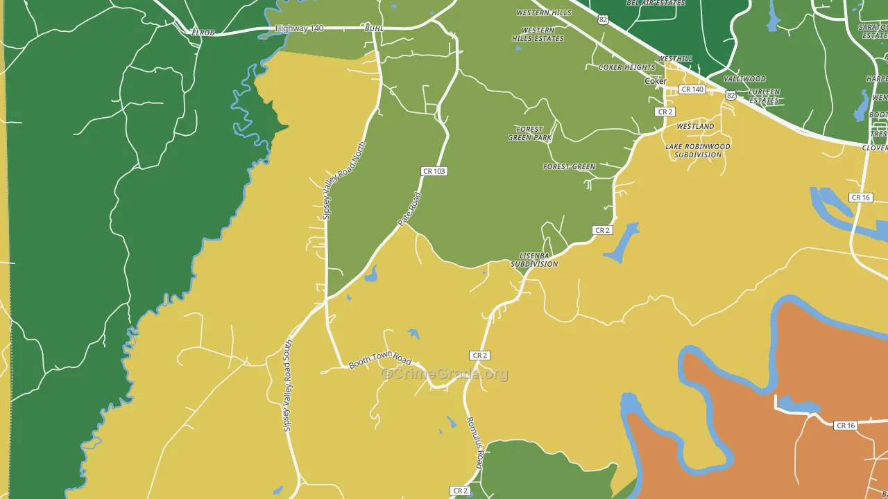Buhl, AL Map of Murder Rates