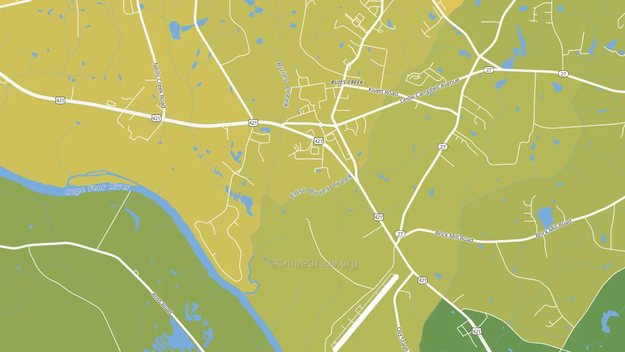 Buies Creek, NC Map of Murder Rates