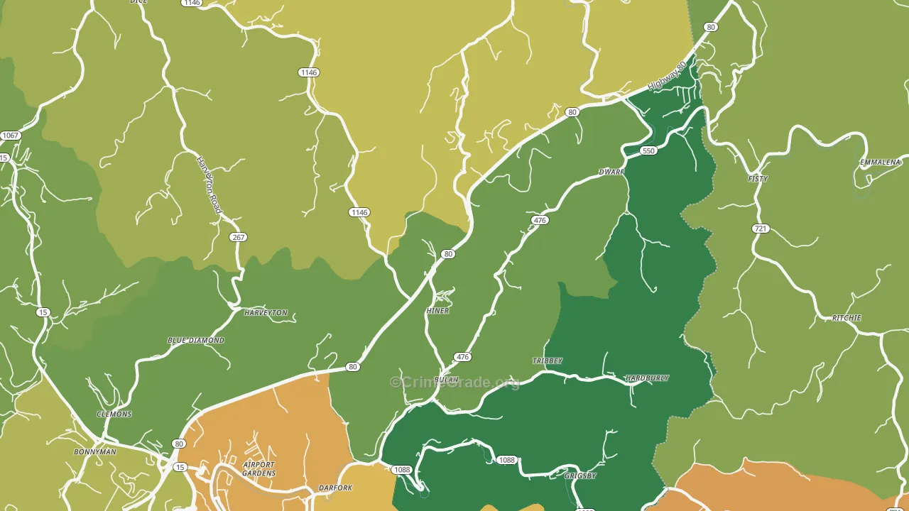 Bulan, KY Map of Murder Rates