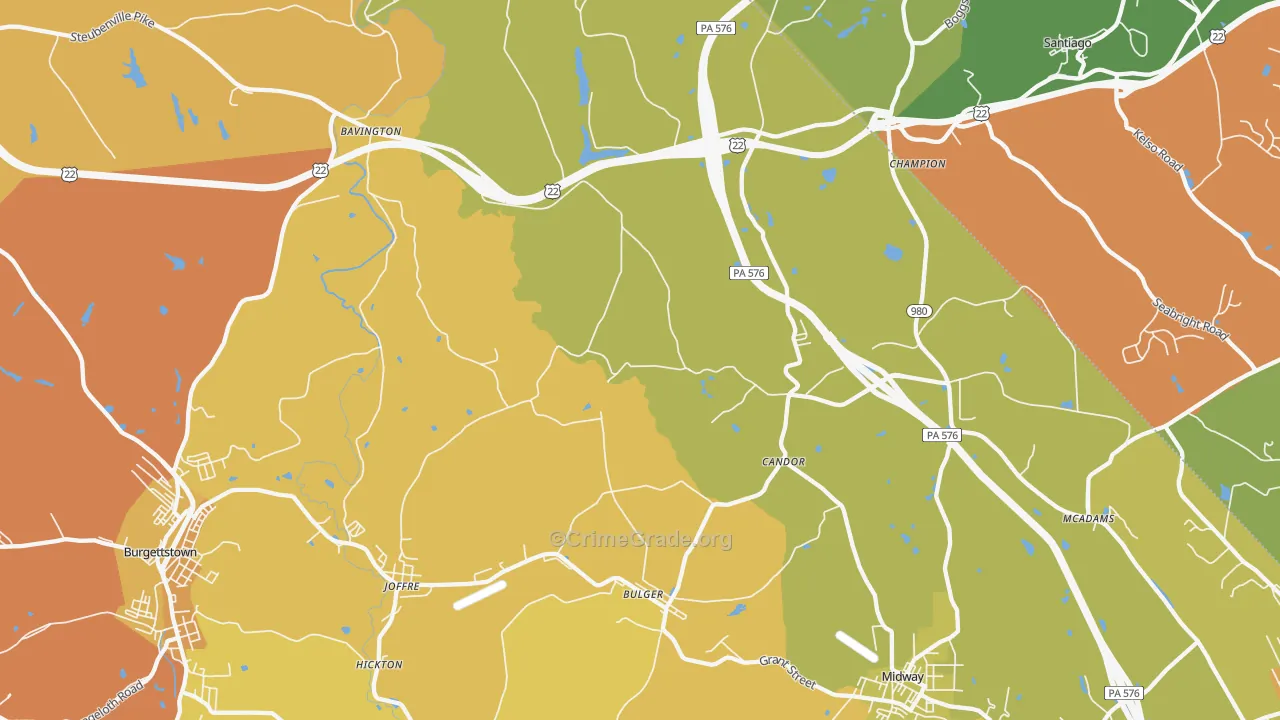 Bulger, PA Map of Murder Rates