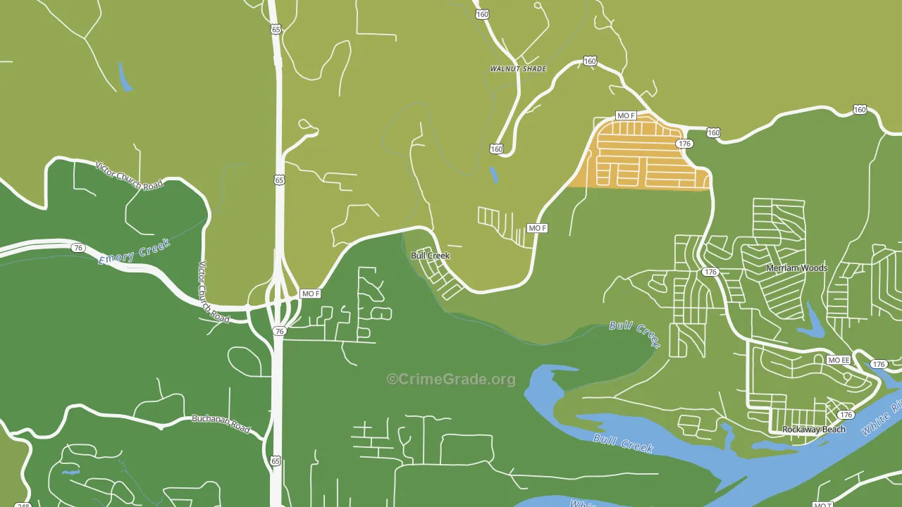 Bull Creek, MO Map of Murder Rates
