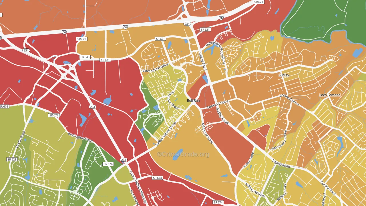 Bull Run, VA Map of Murder Rates