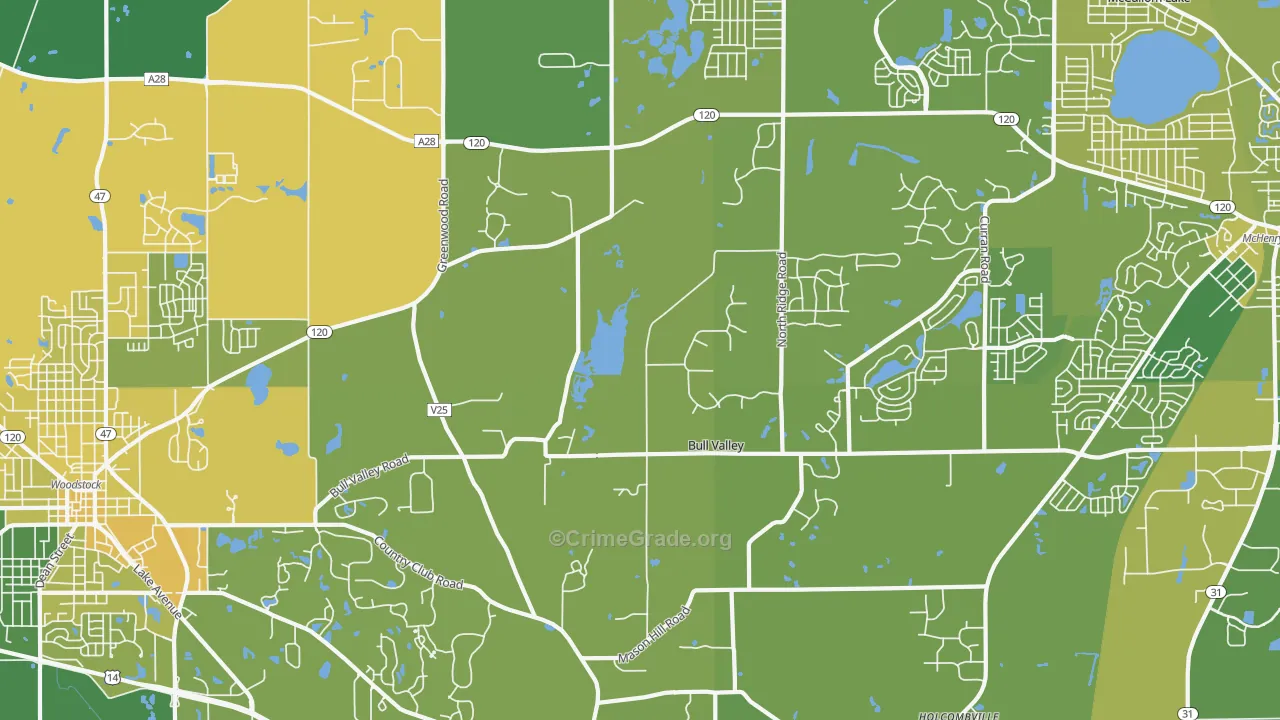 Bull Valley, IL Map of Murder Rates