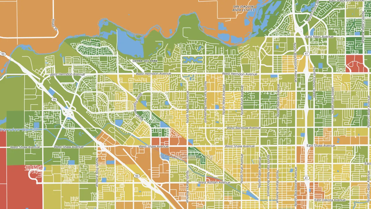 Bullard, Fresno, CA Map of Murder Rates