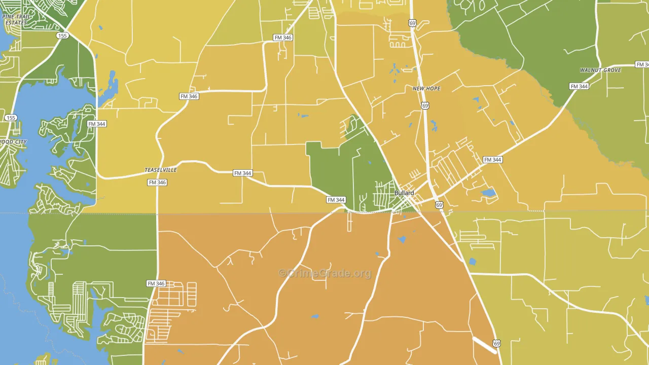 Bullard, TX Map of Murder Rates