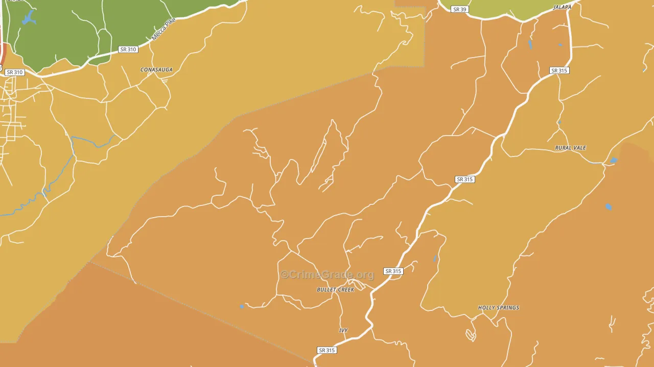 Bullet Creek, TN Map of Murder Rates