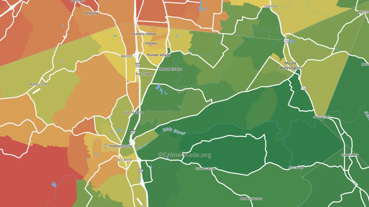 Bullitt County, KY Map of Murder Rates