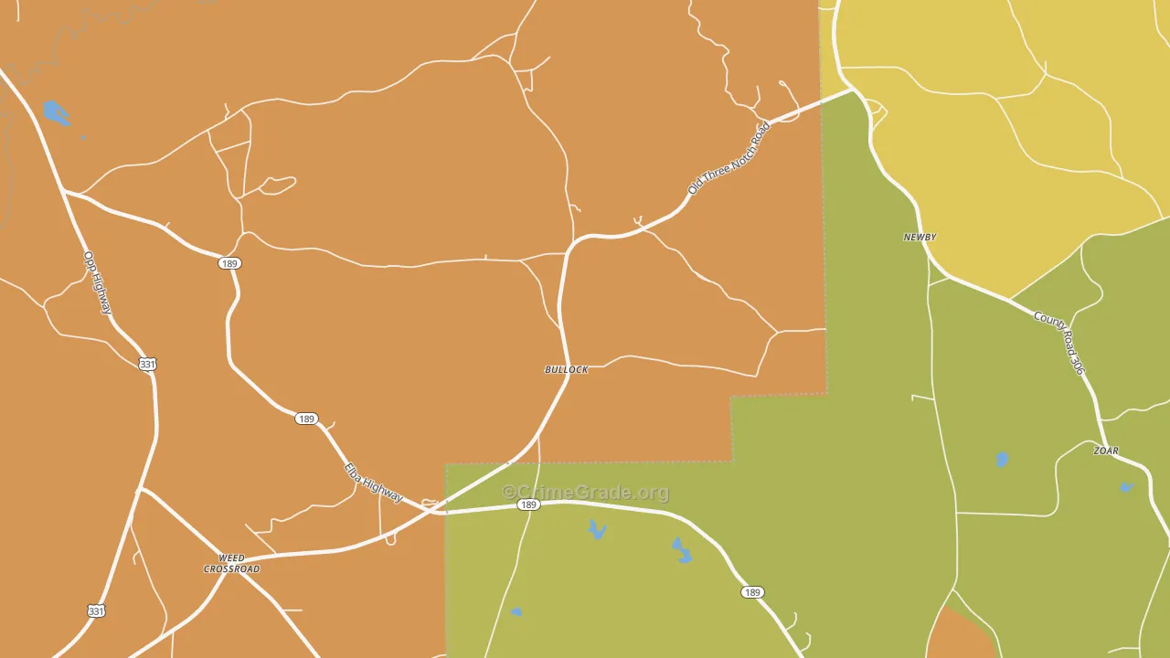 Bullock, AL Map of Murder Rates